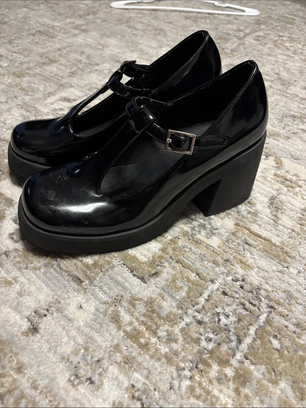Madden Girl Black Patent T-Strap Platform Mary Janes